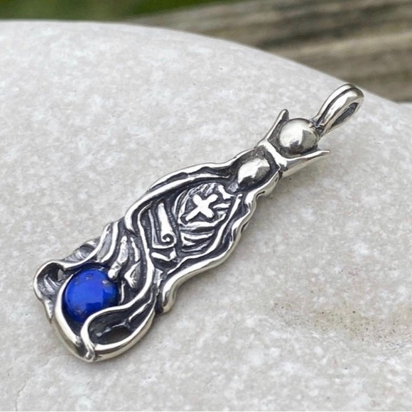 High Priestess Tarot pendant .925 Sterling Silver w/ genuine Lapis Lazuli USA - Picture 3 of 11